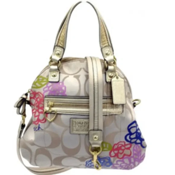 Coach Poppy Daisy Floral Satchel / Crossbody Bag - Rare - Picture 1 of 13